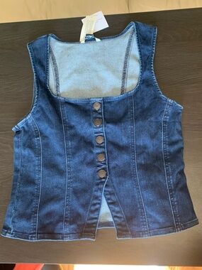 Dark wash denim vest